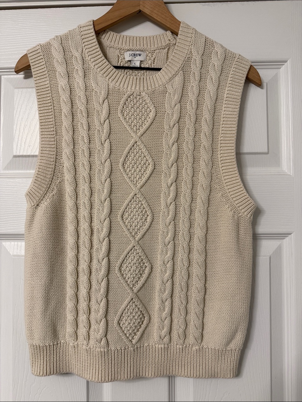 J. Crew Cream Cable-Knit Sleeveless Sweater Vest